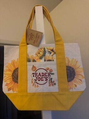 Trader Joe's Sunflower Canvas Tote Bag - Yellow & White